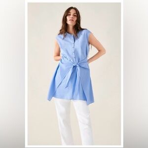 ZARA Blue Sleeveless V-neck Tunic Dress